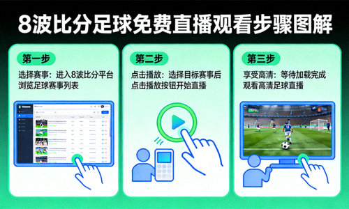 8波比分足球免费直播观看步骤图解：选择赛事、点击播放、享受高清